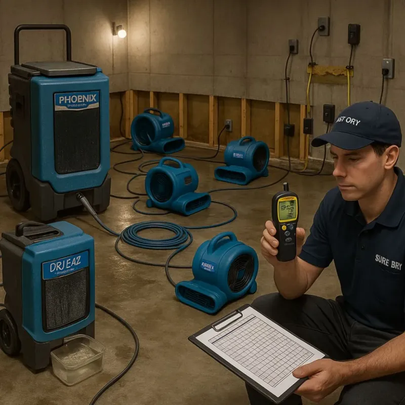 Structural Drying and Dehumidification process in Buena Vista, MI